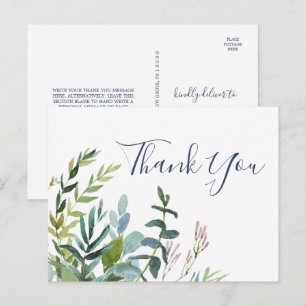 Summer Greenery Thank You Postcard