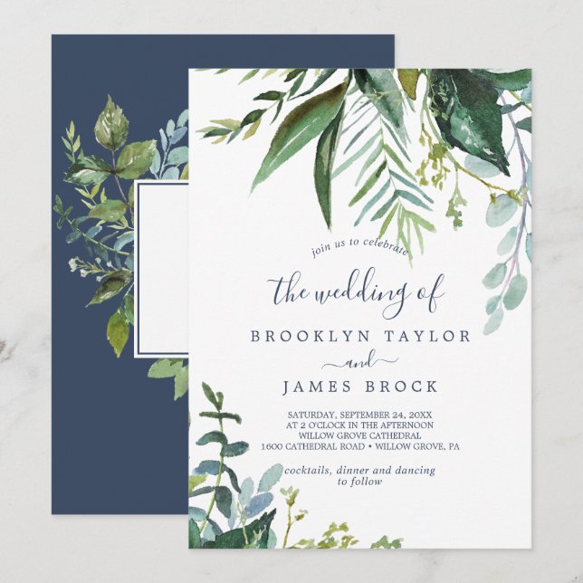 Summer Greenery The Wedding Of Invitation (Front/Back)