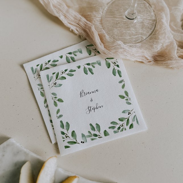 Summer Greenery Tropical Eucalyptus Wedding Napkin (Creator Uploaded)