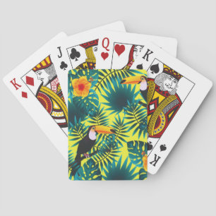 Summer Greenery Tropical Toucan Jungle Foliage Playing Cards