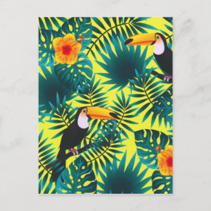 Summer Greenery Tropical Toucan Jungle Foliage Postcard