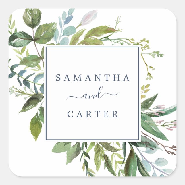 Summer Greenery Wedding Envelope Seals (Front)