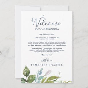 Summer Greenery Welcome Letter & Itinerary