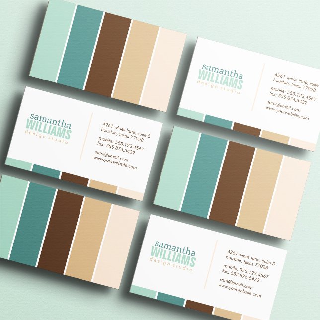 Summer Greens and Browns Colour Blocks Business Card (Creator Uploaded)