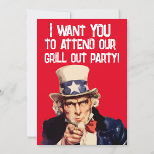 SUMMER GRILL OUT BBQ PARTY UNCLE SAME INVITATIONS