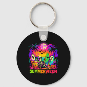 Summer Halloween Skeleton Ghost Beach Key Ring