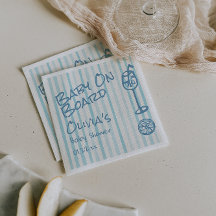 Summer Hand Drawn Blue Baby On Board Baby Shower