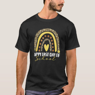 Summer Happy Last Day Of School Leopard Rainbow He T-Shirt