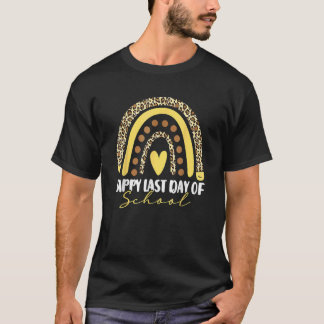 Summer Happy Last Day Of School Leopard Rainbow He T-Shirt