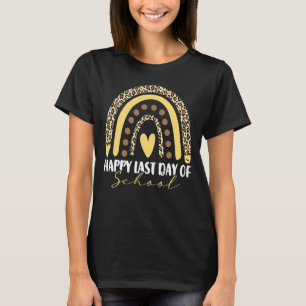 Summer Happy Last Day Of School Leopard Rainbow He T-Shirt