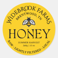 Summer Harvest Honey Label Yellow Fancy Honeybee 