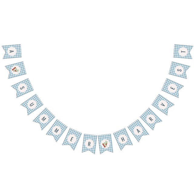 Summer Harvest Rustic Plaid Botanical Soft Blue Bunting (All)