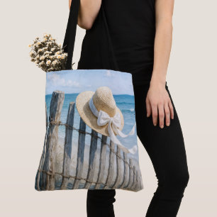 Summer Hat On a Fence Post Tote Bag