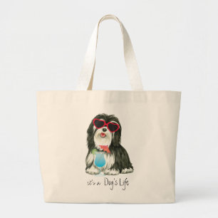 Summer Havanese Large Tote Bag