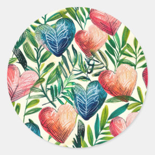 Summer Heart Coaster Sublimation Design Classic Round Sticker