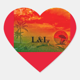 Summer heart sticker