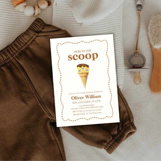 Summer Here's The Scoop Ice Cream Baby Shower  Invitation (Summer Here's The Scoop Ice Cream Baby Shower Invitation)
