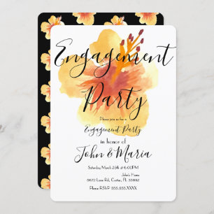 Summer Hibiscus Flower Engagement Party Hawaii Invitation