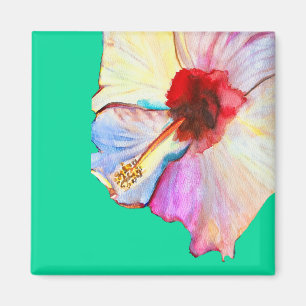 Summer hibiscus watercolor art magnet