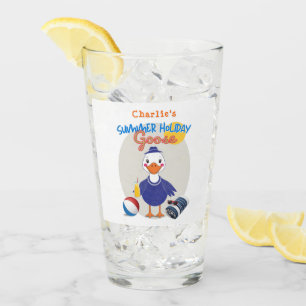 Summer Holiday Goose Beach Themed Cute Cartoon Glass