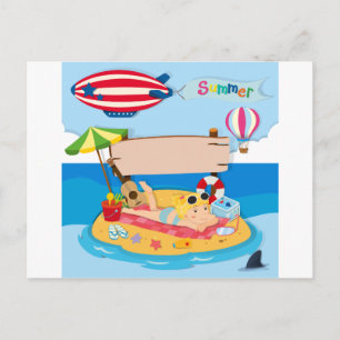 Summer holiday on the beach postcard
