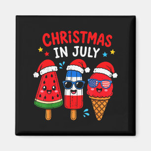 Summer Holiday Shirt Funny Ice Cream With Santa Magnet
