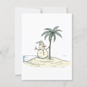 Summer Holiday Snowman Tropical Beach vibe Island  Postcard