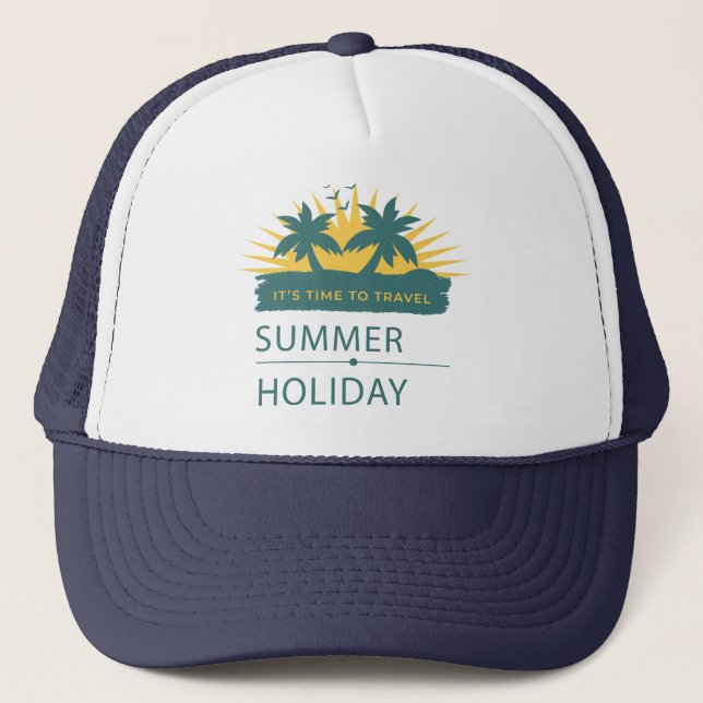 Summer Holiday Vacation Landscape Trucker Hat (Front)