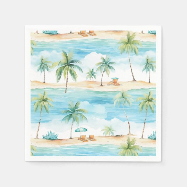 Summer Holidays Beach Palm Trees - Napkin (Front)