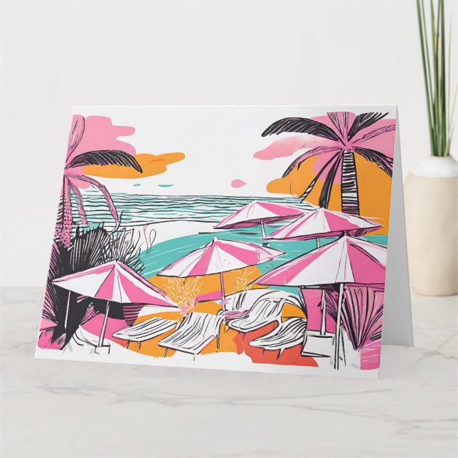 Summer Holidays Big Folded Greeting Card (Front)