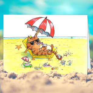 Summer Holidays Cat Greeting  Card