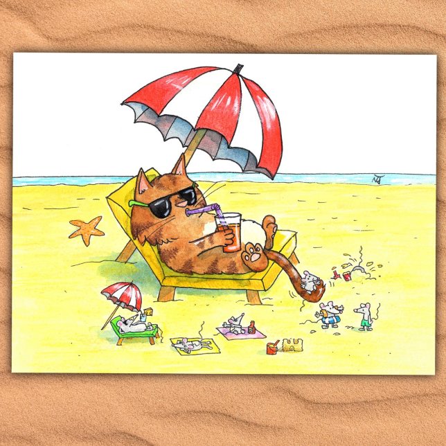 Summer Holidays Cat  Postcard (Creator Uploaded)