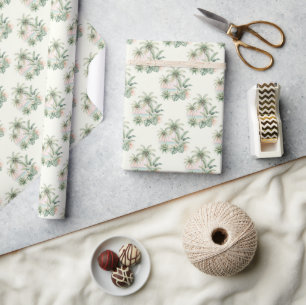 Summer Holidays Coconut palms, Monstera leaves Wrapping Paper