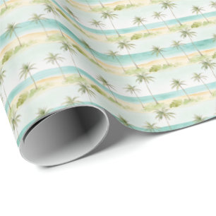 Summer Holidays Palm Trees Turquoise Shoreline Wrapping Paper