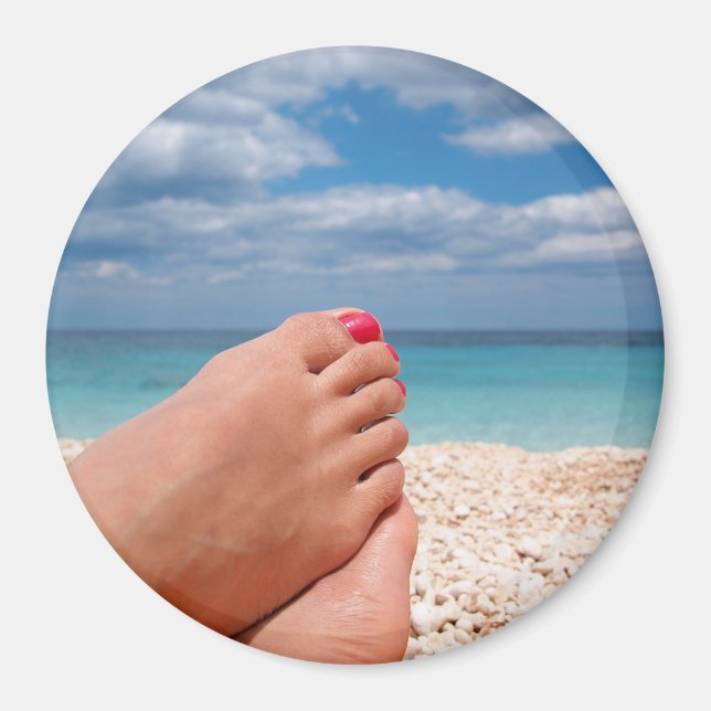 Summer holidays round magnet (Front)