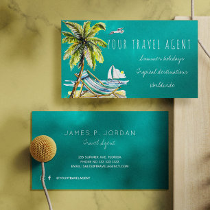 Summer holidays travel agent business cards