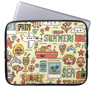 Summer Holidays Travel Doodle Set Laptop Sleeve
