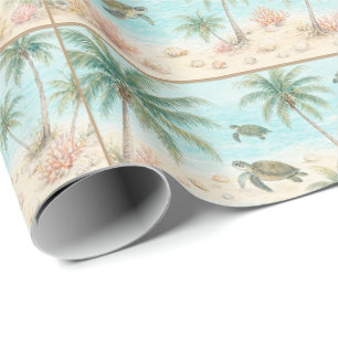 Summer Holidays Tropical Beach Sea Turtles Wrapping Paper