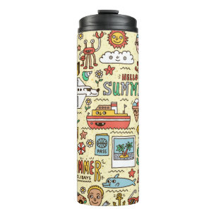 Summer Holidays Vacation Travel Funny Doodle vinta Thermal Tumbler