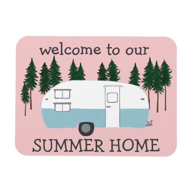 SUMMER HOME Camper Trailer RVing Whimsical Magnet (Horizontal)