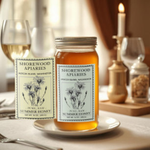 Summer Honey 2x3" Aster and Bee Dashed Border Food Label