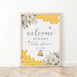 Summer Honey Bee Baby Shower Welcome Poster