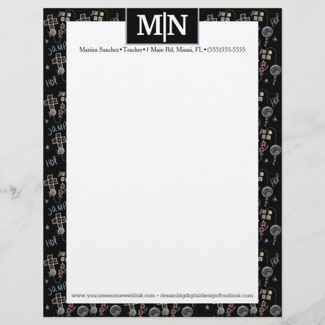 Summer Hopscotch Educational Teacher Pattern Custom Letterhead (Front)