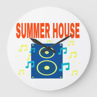 SUMMER HOUSE SPEAKER & NOTES RED FONTS LARGE CLOCK