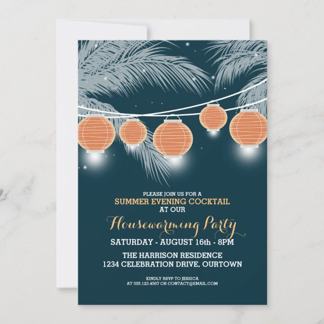 Summer Housewarming Cocktail Party Invitations (Front)