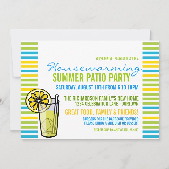 Summer Housewarming Patio Party Invitation (Front)