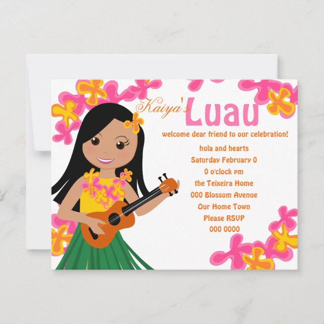 Summer Hula Ukulele Invitation (Front)