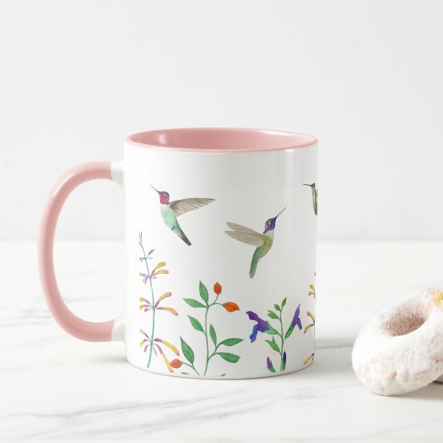 Summer Hummingbirds Mug (With Donut)