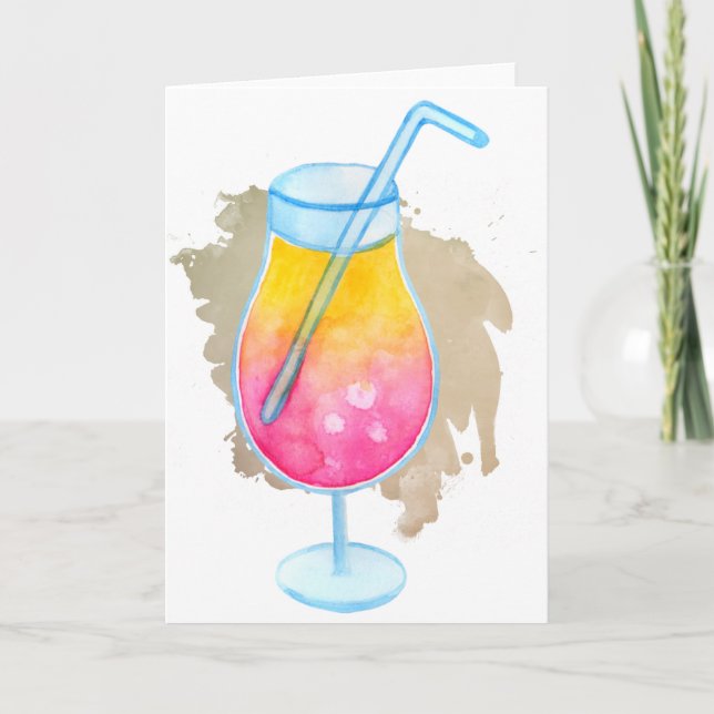 Summer Hurricane Cocktail Greeting Card (Front)