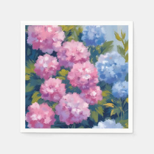 Summer Hydrangeas   Pink & Blue Coastal Flowers Napkin